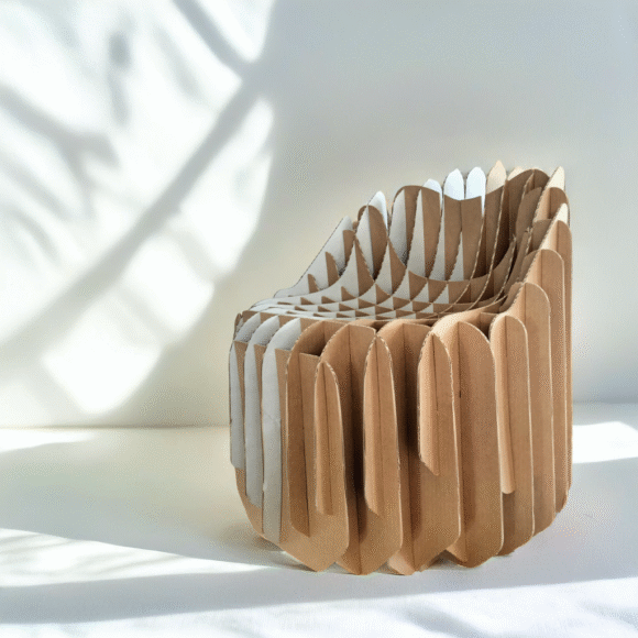 a chair made of cardboard