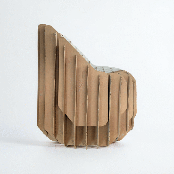 a cardboard chair made out of cardboard