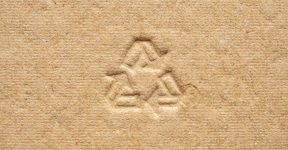 a recycle symbol carved in a cardboard