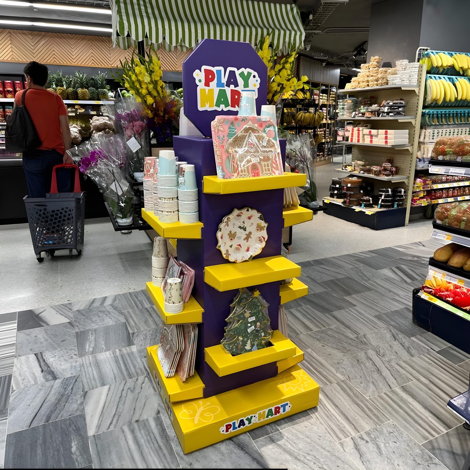 Exhibidor Nova 360° – 4 caras con repisas 2 exhibidor desarmable para supermercados