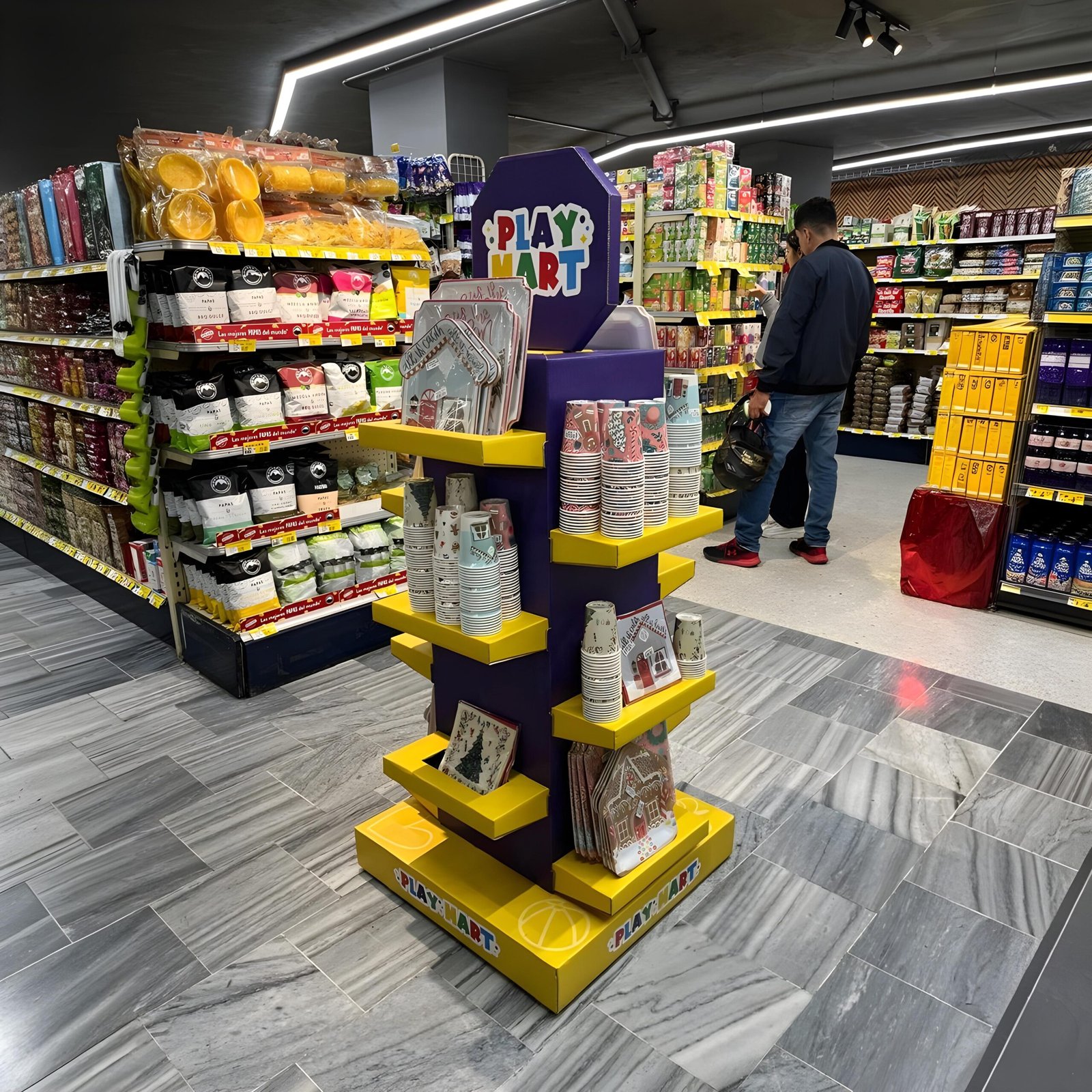 Exhibidor Nova 360° – 4 caras con repisas 3 exhibidor 360 para punto de venta